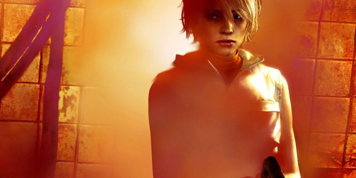 1332x850 Wallpaper girl, orange, gun, tile, tile, blonde, looks, vest, Horror