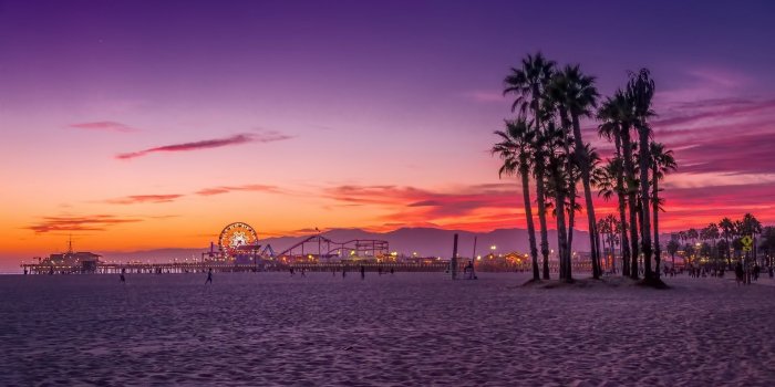 1920x1080 HD wallpaper: California, Los Angeles, sunset, 4K, road, palms