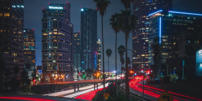 3840x2160 Download wallpaper 3840x2160 night city, roads, city lights, traffic