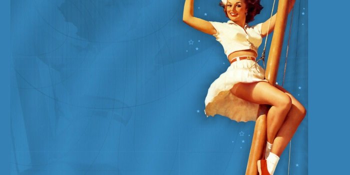 1332x850 Wallpaper girl, smile, sailor, mast, gesture, takes, art, blue