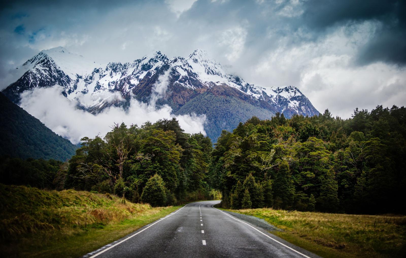 2873x1828 Image New Zealand Nature Mountains Sky Snow Roads Asphalt 2873x1828