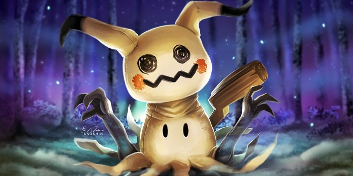 1332x850 Wallpaper game, forest, halloween, rabbit, Pokemon, Mimikyu, Pokémon