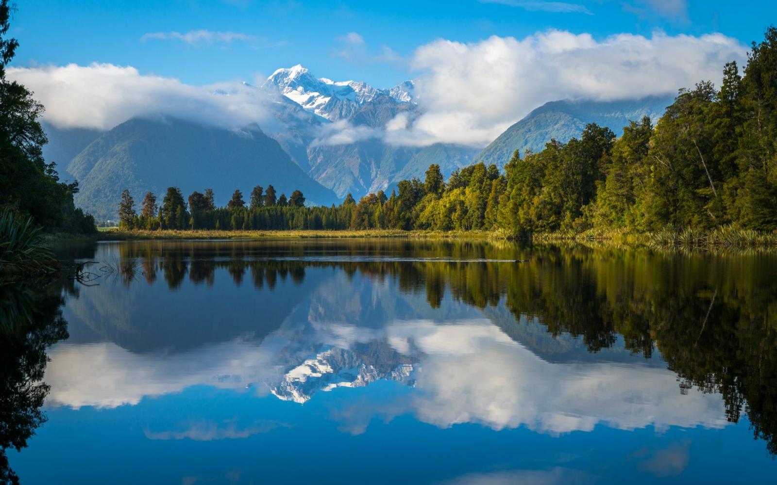 1920x1200 Download 1920x1200 Wallpaper Lake Matheson, Mountains, New Zealand