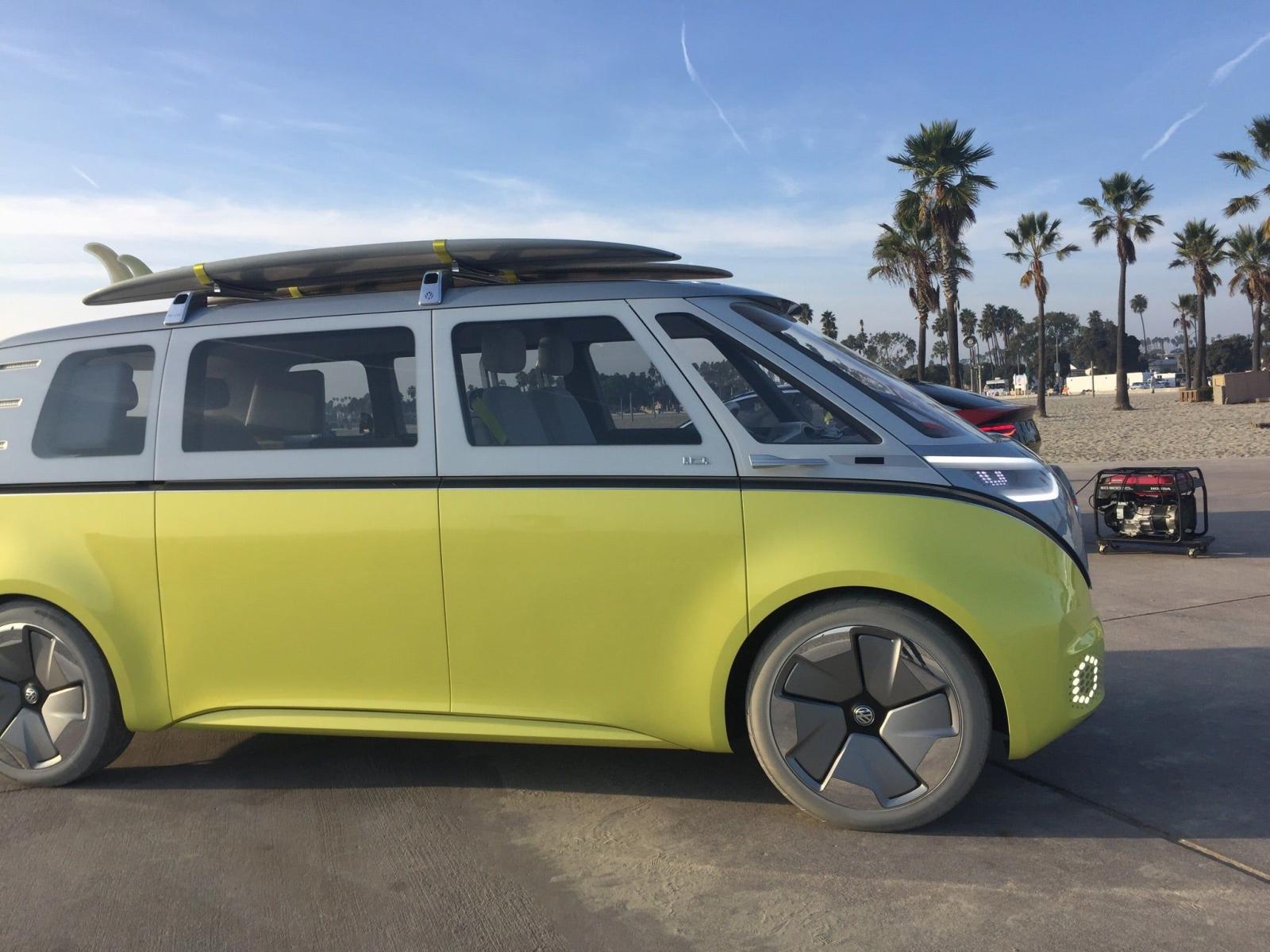 2048x1536 3 New Volkswagen EVs (Car, SUV, & Hippie Van) On Long Beach Beach