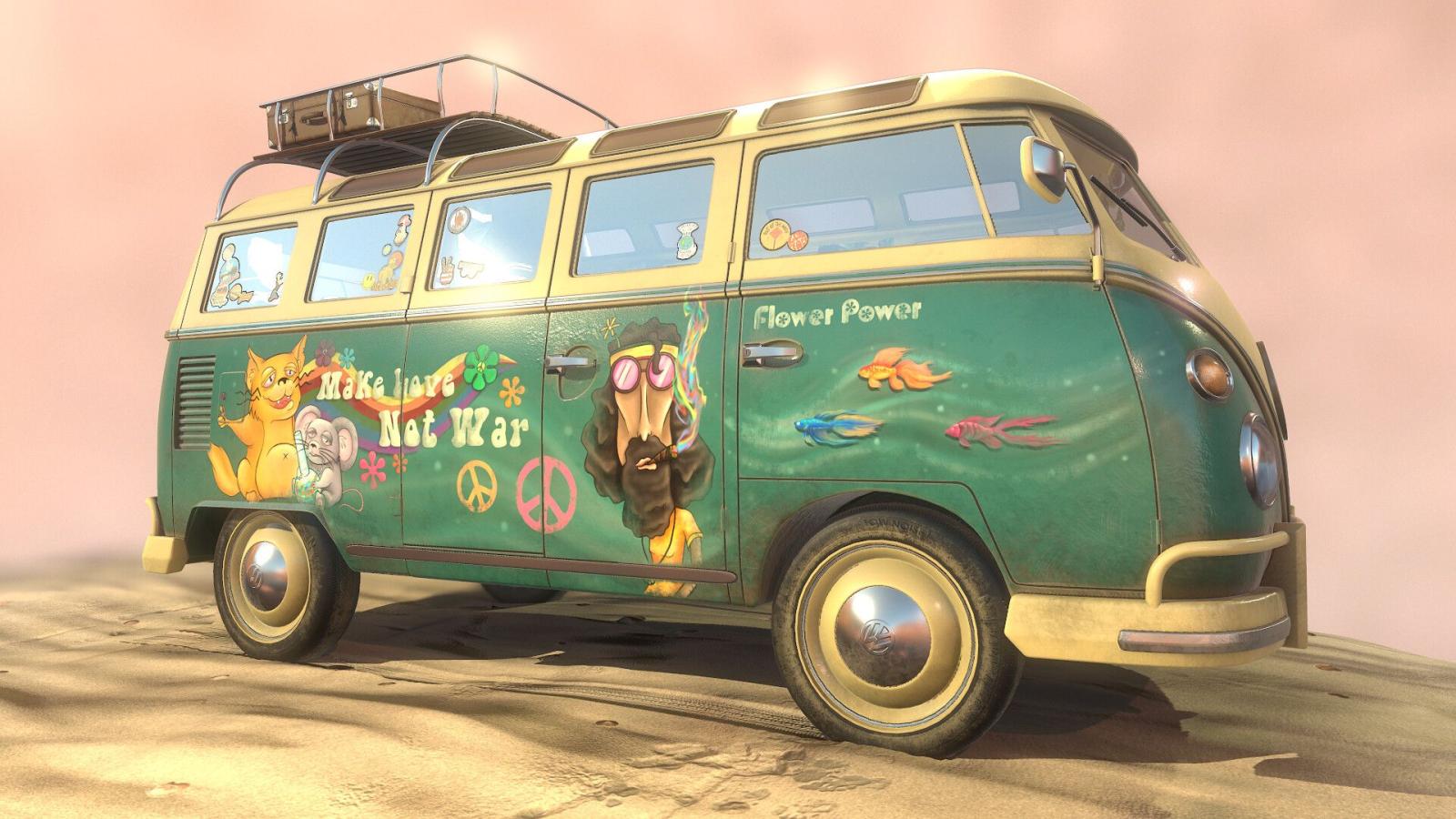 1920x1080 ArtStation - Volkswagen Hippie Bus , Lisa Bekkeheien Johannessen