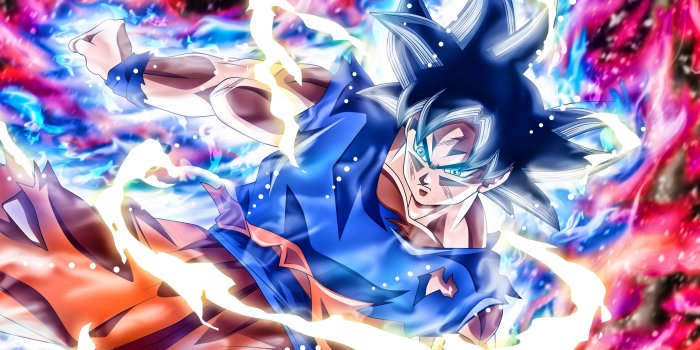 3840x2400 Download wallpapers Ultra Instinct Goku, fire, neon lights, DBS, 4k