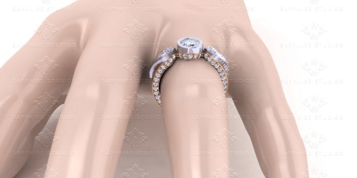 1280x1024 Natural Diamond Two Tone Winged Ring