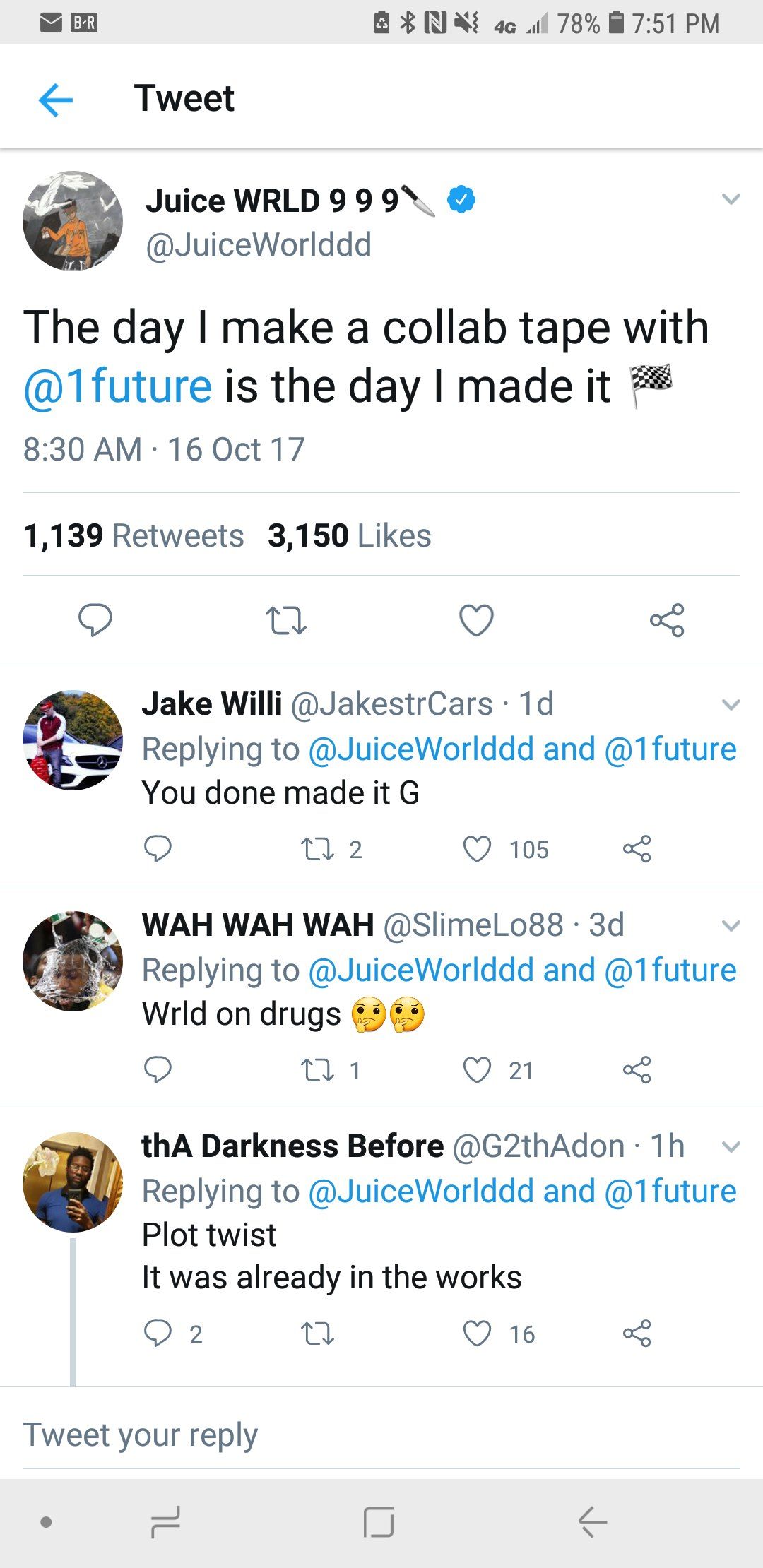 1080x2220 Juice WRLD tweet from 2017 - Imgur