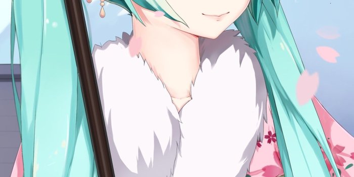1242x2688 Hatsune Miku, blue hair anime girl, kimono, sakura 1242x2688 iPhone