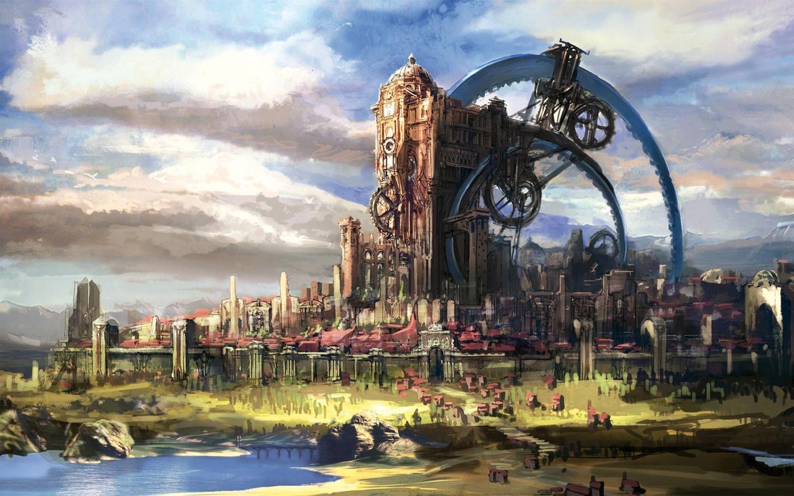 1920x1200 Drawing Building Steampunk cities wallpaper | 1920x1200 | 62019