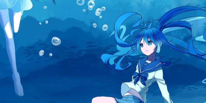 1080x1920 Hatsune Miku, blue hair anime girls, underwater, sea, fish 1080x1920