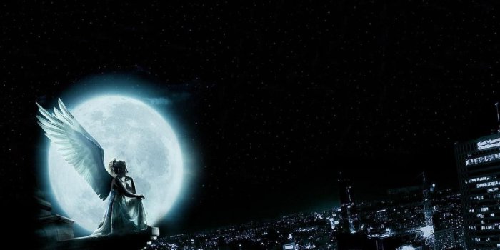 1280x1024 fantasy Art, City, Angel, Moon Wallpapers HD / Desktop and Mobile