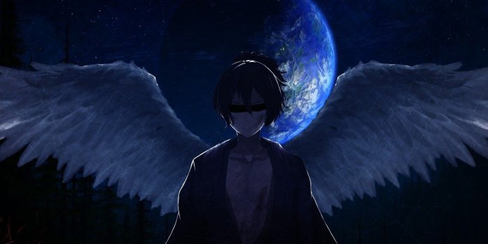1332x850 Wallpaper wings, angel, The moon, A Homeless God, Noragami, Yato