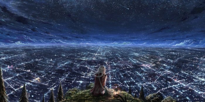 1920x1080 Overlooking the city lights wallpaper - Anime wallpapers - #30761