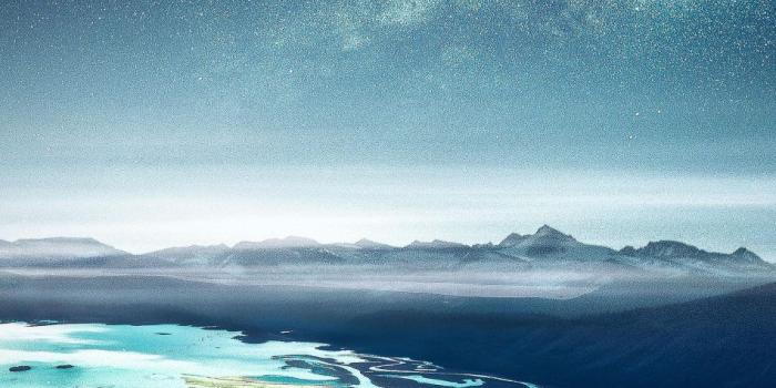 950x1689 Mountain Range River Landscape Starry Sky | Nature Wallpapers