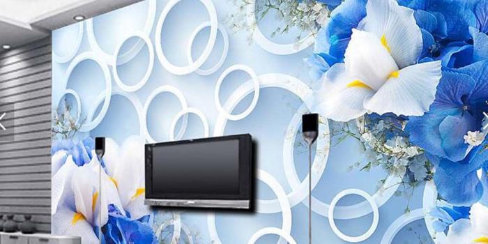 1000x1000 3D Abstract Circle Photo Wallpaper Blue flower Mural Wallpapers for