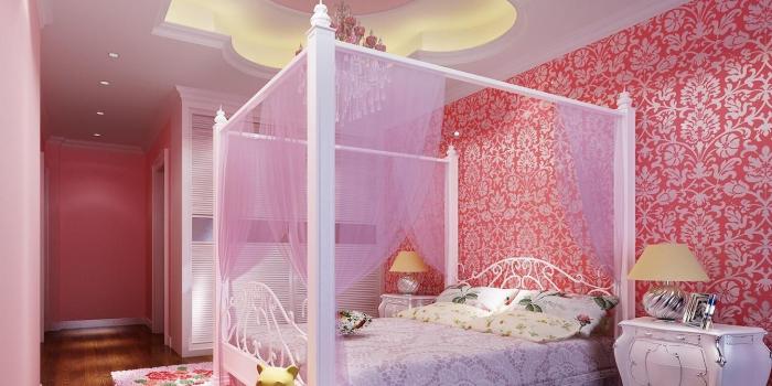 1343x1264 Amazing Girls Bedroom Decoration With Led Lighting In Floral Ceiling