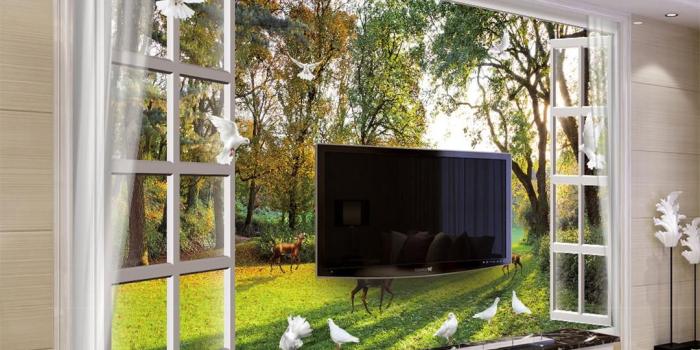 1080x928 Wallpaper 3D Small Deer Pigeons By The River Living Room Bedroom Background  Wall Decoration Mural Wallpaper