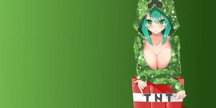 1920x1080 Download 1920x1080 Green women cleavage creeper minecraft hoodies