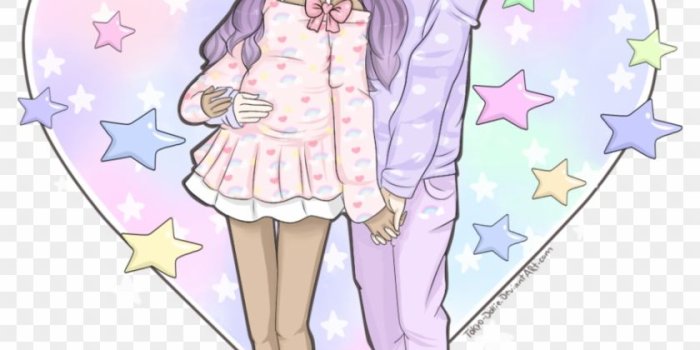 840x960 Commission - Cute Anime Couple Pastel - Free Transparent PNG Clipart