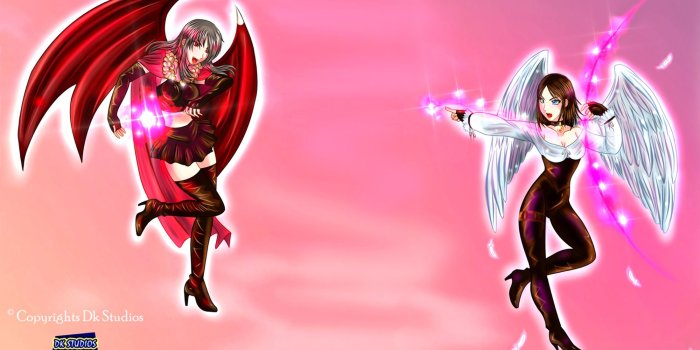 2000x1200 Anime Angel And Demon Love
