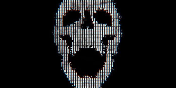 748x1330 glitch art, Skull, ASCII art, Black, Abstract Wallpapers HD