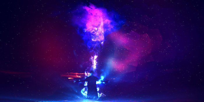 2560x1600 Purple and blue smoke wallpaper, galaxy, stars HD wallpaper