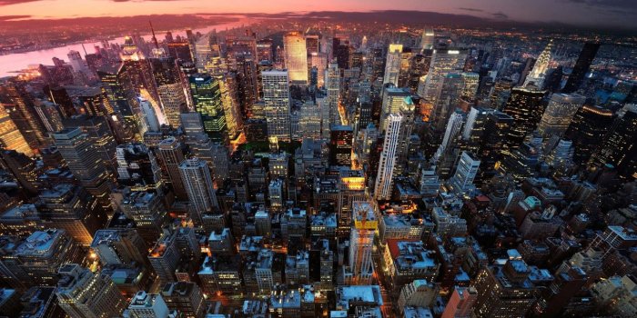1366x768 Download 1366x768 Wallpaper New York, Aerial View, City, Night