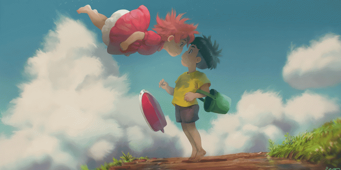 1366x768 Download 1366x768 Studio Ghibli, Ponyo, Sosuke, Artwork, Pastel