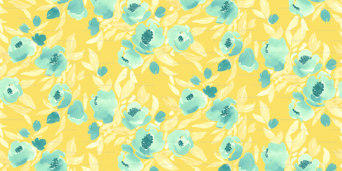 2450x1500 Watercolor Floral Mint and Yellow wallpaper - mjmstudio - Spoonflower
