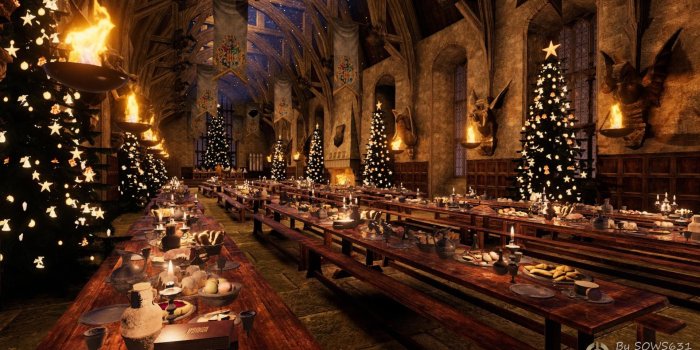 1920x1080 ArtStation - Unity 3D: Christmas in Hogwarts Main Hall, Sasha Sirovnenko