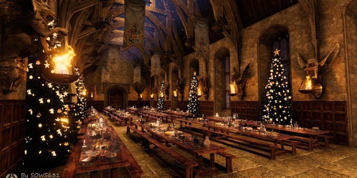 1920x1080 ArtStation - Unity 3D: Christmas in Hogwarts Main Hall, Sasha Sirovnenko