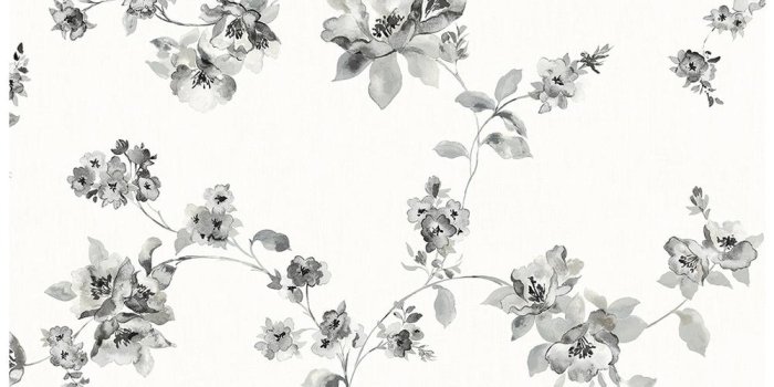 1000x1000 8 in. x 10 in. Cyrus Black Floral Wallpaper Sample