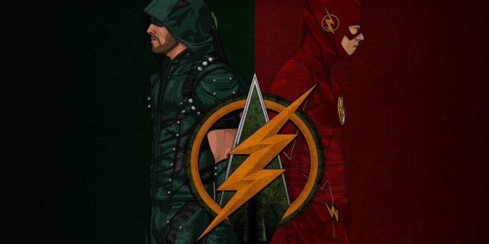 1332x850 Wallpaper crossover, hero, Arrow, Flash, yuusha, The Flash, CW