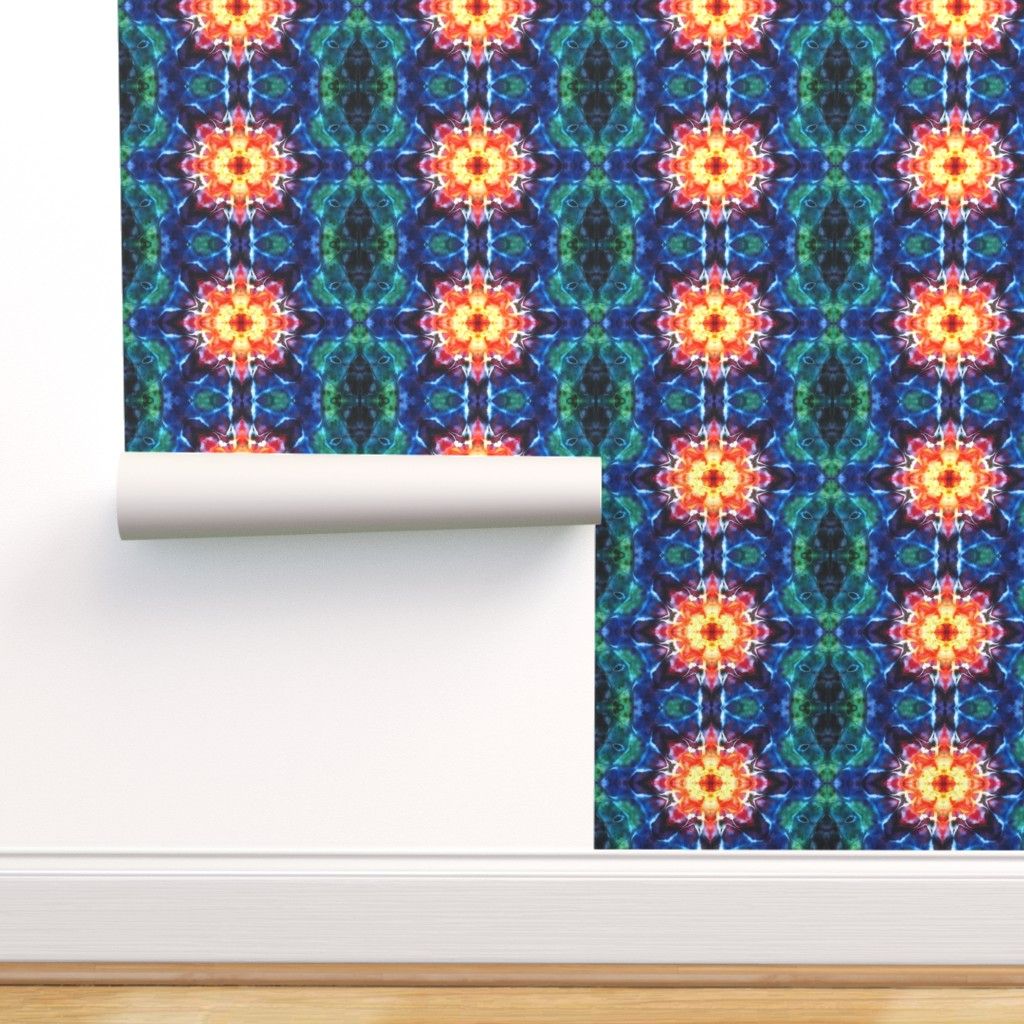 1024x1024 Tie Dye Mandala Star Pattern on Isobar by furbuddy | Roostery Home Decor