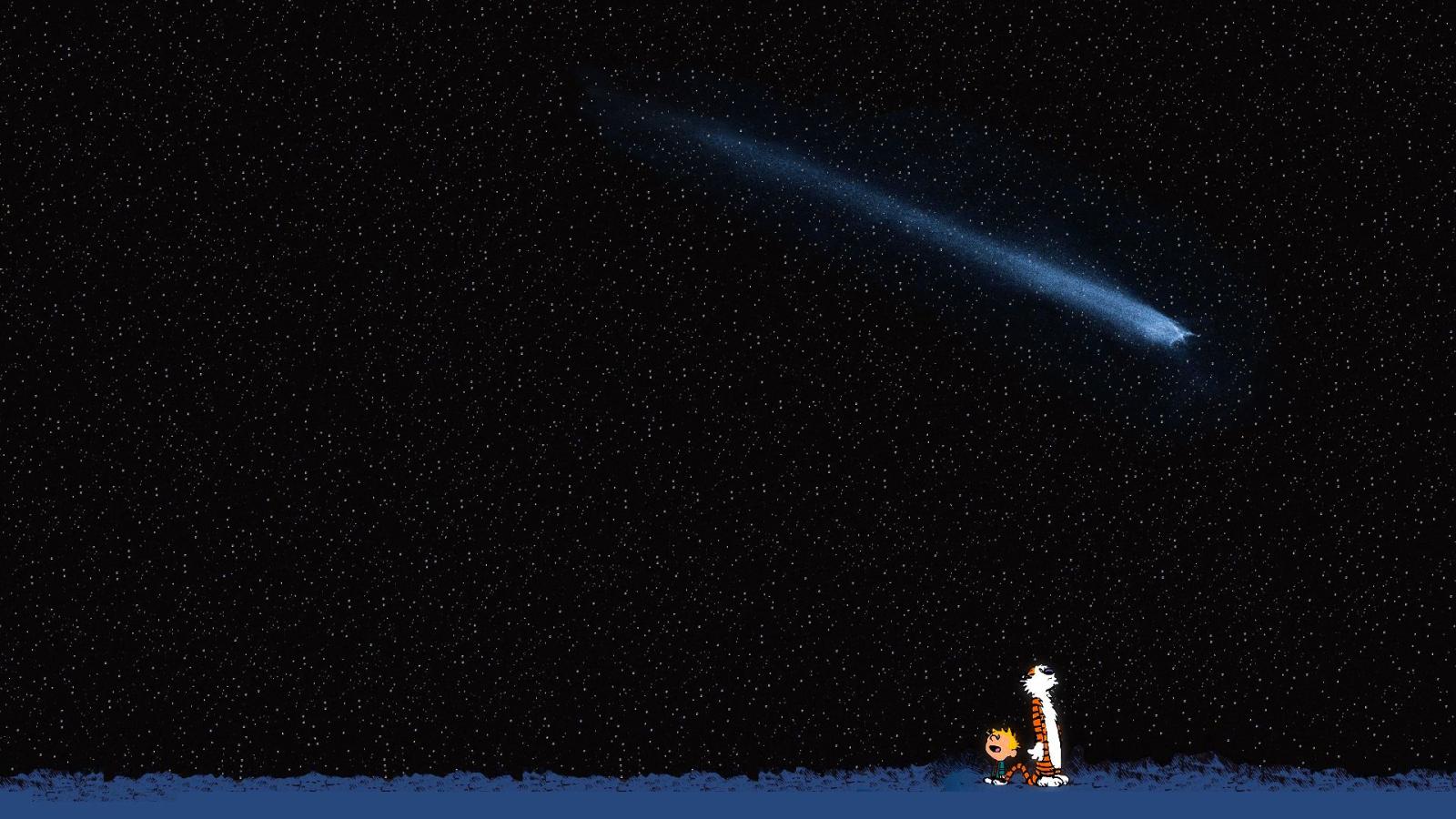 1920x1080 Calvin And Hobbes Looking At The Night Sky HD Wallpaper | 1920x1080