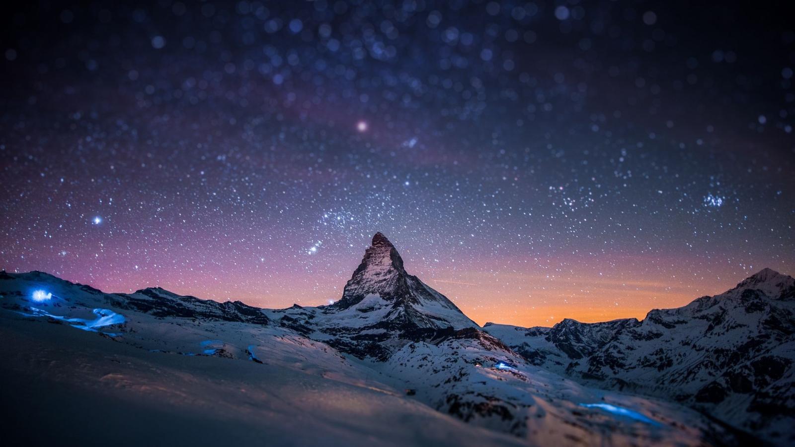 1920x1080 Full HD Wallpaper mountain night sky snow star, Desktop Backgrounds