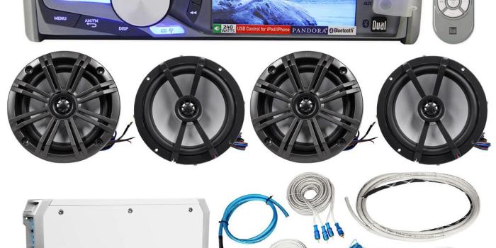1200x1164 New! Dual AM615BT Marine Receiver+4) Kicker 6.5” Boat Speakers+6 Ch.  Amp+Amp Kit