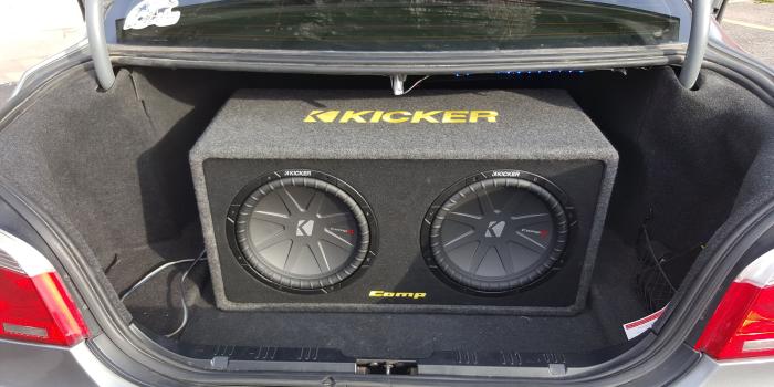 5312x2988 2 Kicker 40CWR122 subwoofers installed in a BMW 325i powered by a
