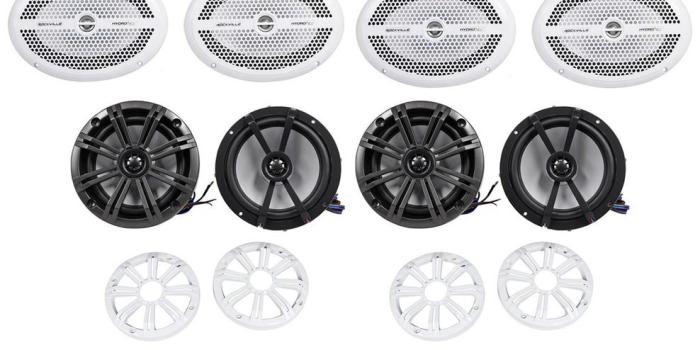 988x1200 Dual Marine CD Player+2 Kicker 6.5” Boat Speakers+2 Rockville 6x9+8 Ch.  Amp+Kit