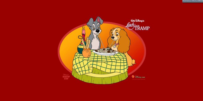 1920x1080 Lady And The Tramp – Orange Background Wallpaper