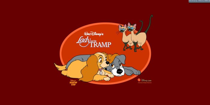 1920x1080 Lady And The Tramp – Red Background Wallpaper