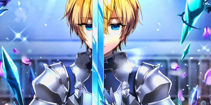 1920x1200 Download wallpapers Eugeo, blue sword, Sword Art Online, manga, guy