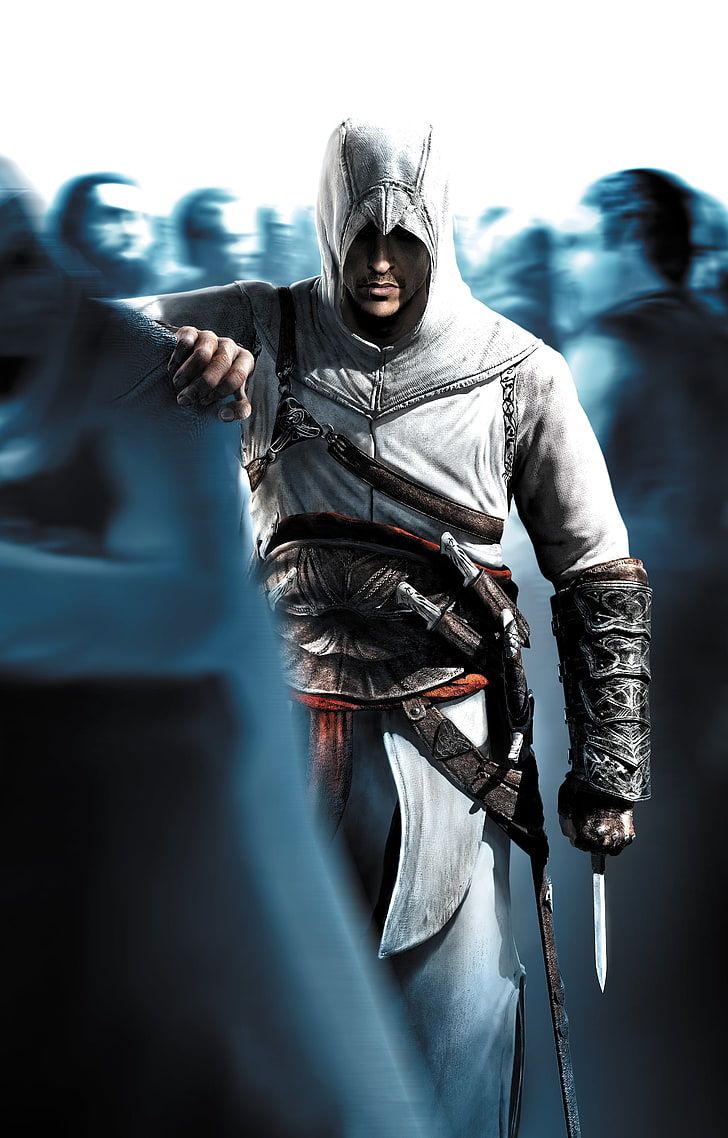 728x1138 HD wallpaper: altair ibn-la'ahad, assassin's creed, hoodie, artwork