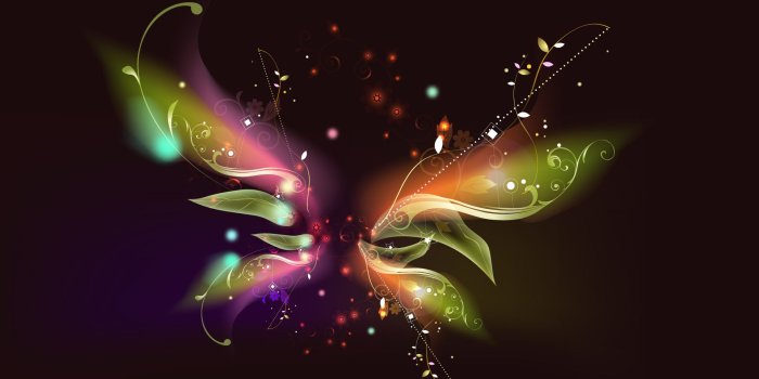 1920x1200 Download wallpaper: rainbow butterfly on black background, download