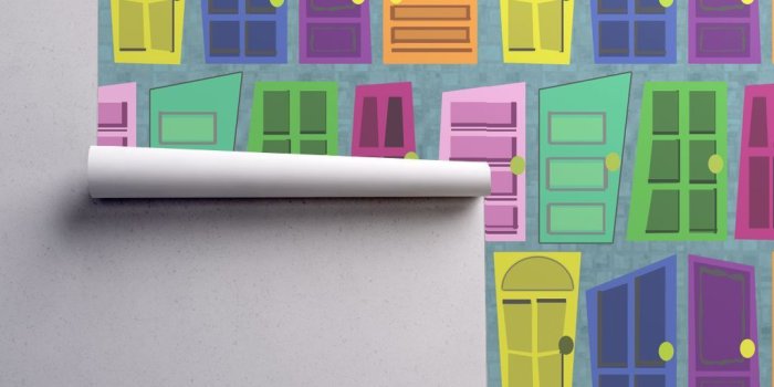 1024x1024 Door Monsters Inc. Inspired wallpaper - lanrete58 - Spoonflower