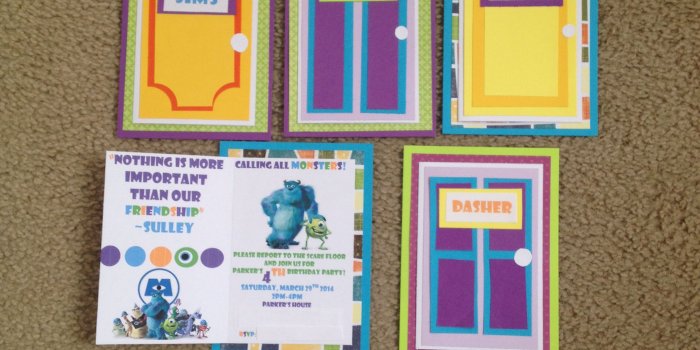 2448x3264 DIY Monsters Inc. Birthday Party Invitations the covers are doors