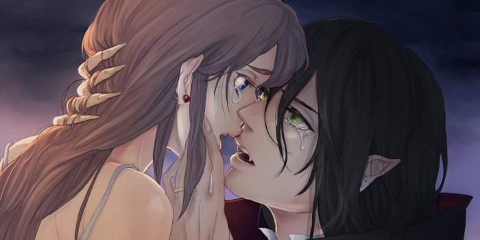 2560x1600 Ramuta Boy Girl Vampire Tear Bite Wallpaper - Free Wallpapers Stock