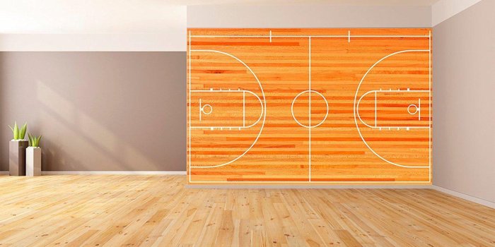 1500x807 Basketball Court Mural Wallpaper Peel and Stick – Let's Print Big