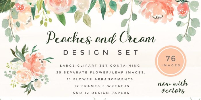1200x800 Peaches & Cream Flower Graphic Set ~ Illustrations ~ Creative Market